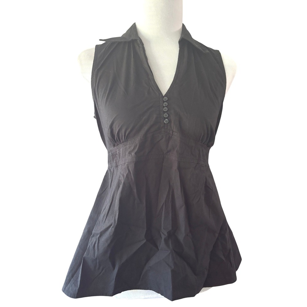 Motherhood Maternity Black Sleeveless Empire Waist Tie Back Babydoll Top Small